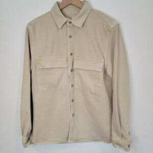 ZARA Shirt Jacket Womens Size M Beige Neutral Button Up Relaxed Fit Shacket